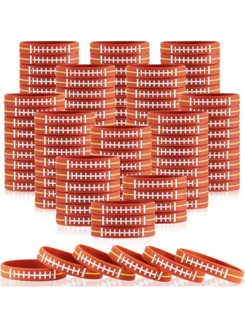 500 Pcs Football Party Favors - Silicone Wristbands Bracelets for Kids & Adults